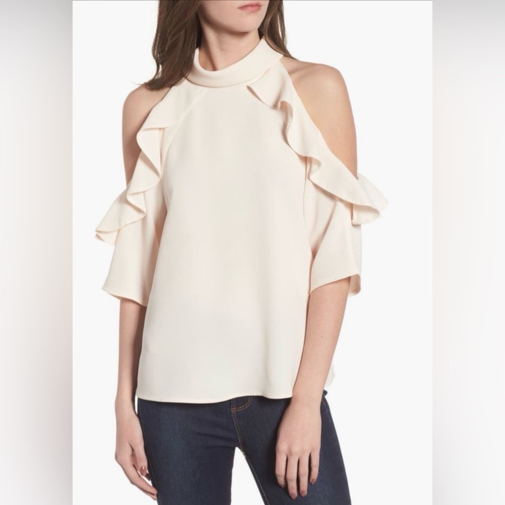 Topshop Ruffle Cold Shoulder Women's Top